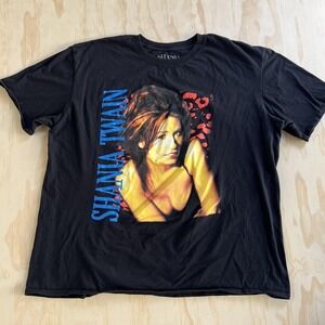 Shania Twain Shirt Mens 2XL Black Country Music Photo Graphic Tee T-Shirt
